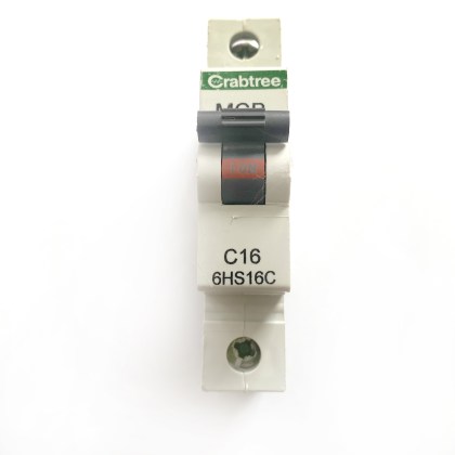 Crabtree 6HS16C Black Clip C16 16A 16 Amp MCB Circuit Breaker Type C